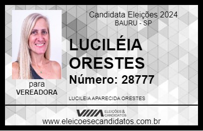 Candidato LUCILÉIA ORESTES 2024 - BAURU - Eleições