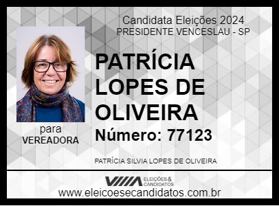 Candidato PATRÍCIA LOPES DE OLIVEIRA 2024 - PRESIDENTE VENCESLAU - Eleições