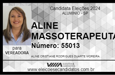 Candidato ALINE MASSOTERAPEUTA 2024 - ALUMÍNIO - Eleições