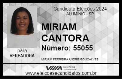 Candidato MIRIAM CANTORA 2024 - ALUMÍNIO - Eleições