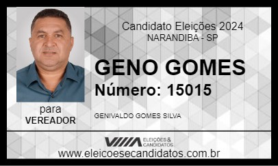 Candidato GENO GOMES 2024 - NARANDIBA - Eleições