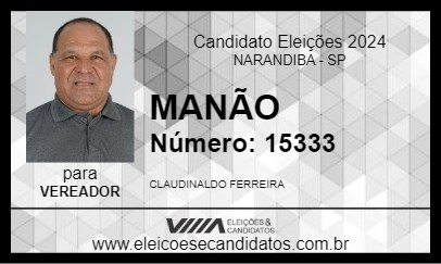 Candidato MANÃO 2024 - NARANDIBA - Eleições