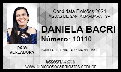 Candidato DANIELA BACRI 2024 - ÁGUAS DE SANTA BÁRBARA - Eleições