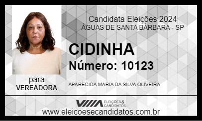 Candidato CIDINHA 2024 - ÁGUAS DE SANTA BÁRBARA - Eleições