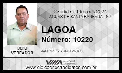 Candidato LAGOA 2024 - ÁGUAS DE SANTA BÁRBARA - Eleições