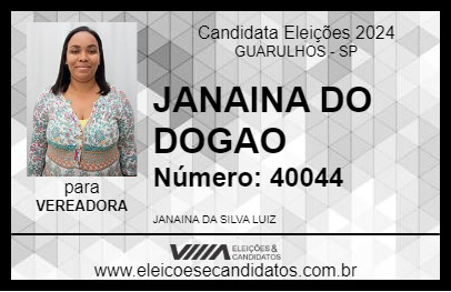 Candidato JANAINA DO DOGAO 2024 - GUARULHOS - Eleições