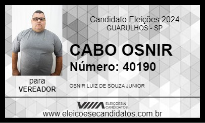 Candidato CABO OSNIR 2024 - GUARULHOS - Eleições