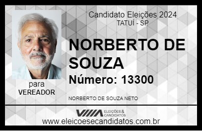 Candidato NORBERTO DE SOUZA 2024 - TATUÍ - Eleições