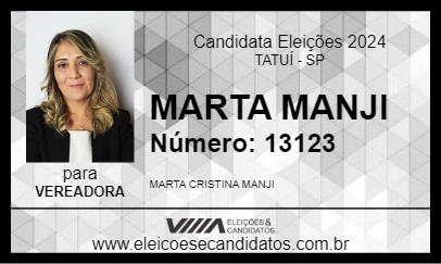 Candidato MARTA MANJI 2024 - TATUÍ - Eleições