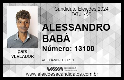 Candidato ALESSANDRO BABÀ 2024 - TATUÍ - Eleições