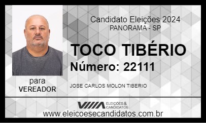 Candidato TOCO TIBÉRIO 2024 - PANORAMA - Eleições