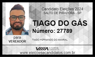 Candidato TIAGO DO GÁS 2024 - SALTO DE PIRAPORA - Eleições