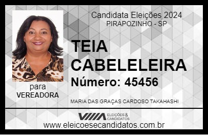 Candidato TEIA CABELELEIRA 2024 - PIRAPOZINHO - Eleições