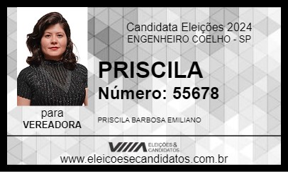 Candidato PRISCILA 2024 - ENGENHEIRO COELHO - Eleições