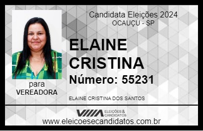 Candidato ELAINE CRISTINA 2024 - OCAUÇU - Eleições