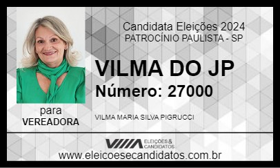 Candidato VILMA DO JP 2024 - PATROCÍNIO PAULISTA - Eleições