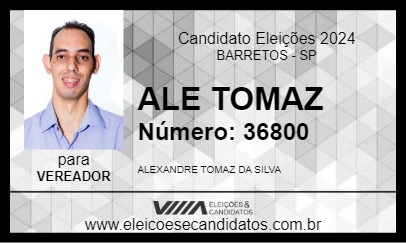 Candidato ALE TOMAZ 2024 - BARRETOS - Eleições