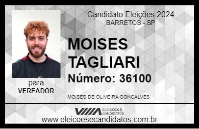 Candidato MOISES TAGLIARI 2024 - BARRETOS - Eleições