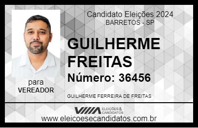 Candidato GUILHERME FREITAS 2024 - BARRETOS - Eleições