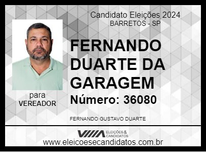 Candidato FERNANDO DUARTE DA GARAGEM 2024 - BARRETOS - Eleições