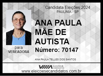 Candidato ANA PAULA MÃE DE AUTISTA 2024 - PAULÍNIA - Eleições