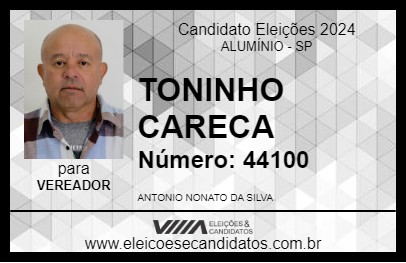 Candidato TONINHO CARECA 2024 - ALUMÍNIO - Eleições