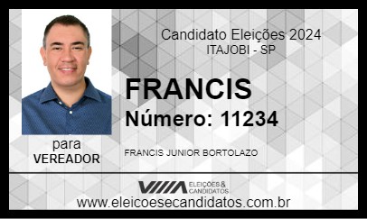 Candidato FRANCIS 2024 - ITAJOBI - Eleições