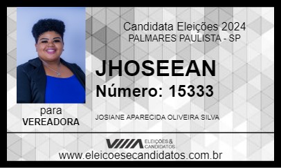 Candidato JHOSEEAN 2024 - PALMARES PAULISTA - Eleições