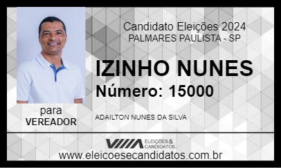 Candidato IZINHO NUNES 2024 - PALMARES PAULISTA - Eleições