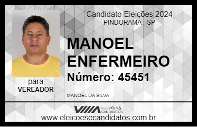 Candidato MANOEL ENFERMEIRO 2024 - PINDORAMA - Eleições