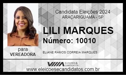 Candidato LILI MARQUES 2024 - ARAÇARIGUAMA - Eleições