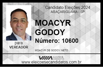 Candidato MOACYR GODOY 2024 - ARAÇARIGUAMA - Eleições