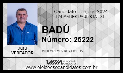 Candidato BADÚ 2024 - PALMARES PAULISTA - Eleições