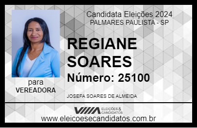 Candidato REGIANE SOARES 2024 - PALMARES PAULISTA - Eleições