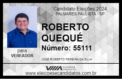 Candidato ROBERTO QUEQUÉ 2024 - PALMARES PAULISTA - Eleições