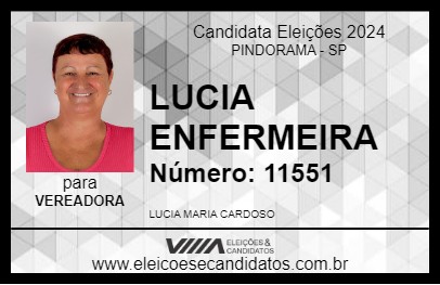 Candidato LUCIA ENFERMEIRA 2024 - PINDORAMA - Eleições