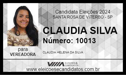 Candidato CLAUDIA SILVA 2024 - SANTA ROSA DE VITERBO - Eleições