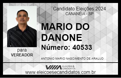 Candidato MARIO DO DANONE 2024 - CANANÉIA - Eleições