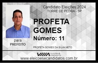 Candidato PROFETA GOMES 2024 - TORRE DE PEDRA - Eleições