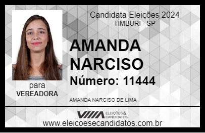 Candidato AMANDA NARCISO 2024 - TIMBURI - Eleições