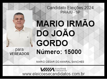 Candidato MARIO IRMÃO DO JOÃO GORDO 2024 - PIRAJU - Eleições