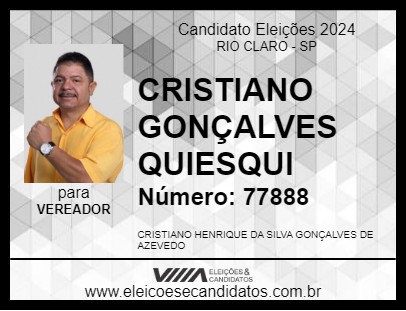 Candidato CRISTIANO GONÇALVES QUIESQUI 2024 - RIO CLARO - Eleições