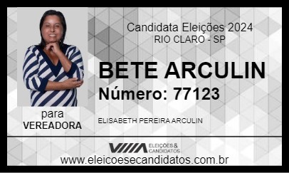 Candidato BETE ARCULIN 2024 - RIO CLARO - Eleições