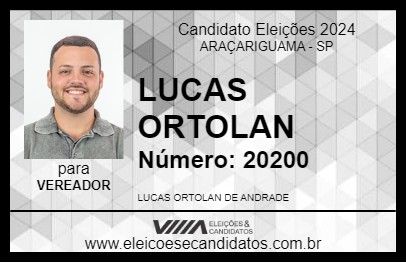 Candidato LUCAS ORTOLAN 2024 - ARAÇARIGUAMA - Eleições