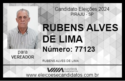 Candidato RUBENS ALVES DE LIMA 2024 - PIRAJU - Eleições