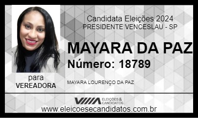 Candidato MAYARA DA PAZ 2024 - PRESIDENTE VENCESLAU - Eleições