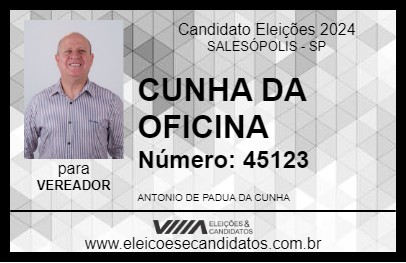 Candidato CUNHA DA OFICINA 2024 - SALESÓPOLIS - Eleições