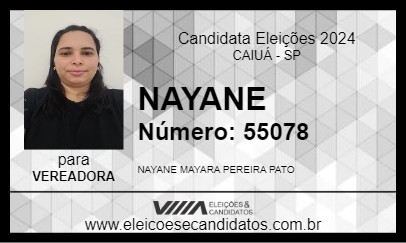 Candidato NAYANE 2024 - CAIUÁ - Eleições