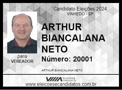 Candidato ARTHUR BIANCALANA NETO 2024 - VINHEDO - Eleições