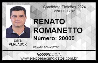 Candidato RENATO ROMANETTO 2024 - VINHEDO - Eleições